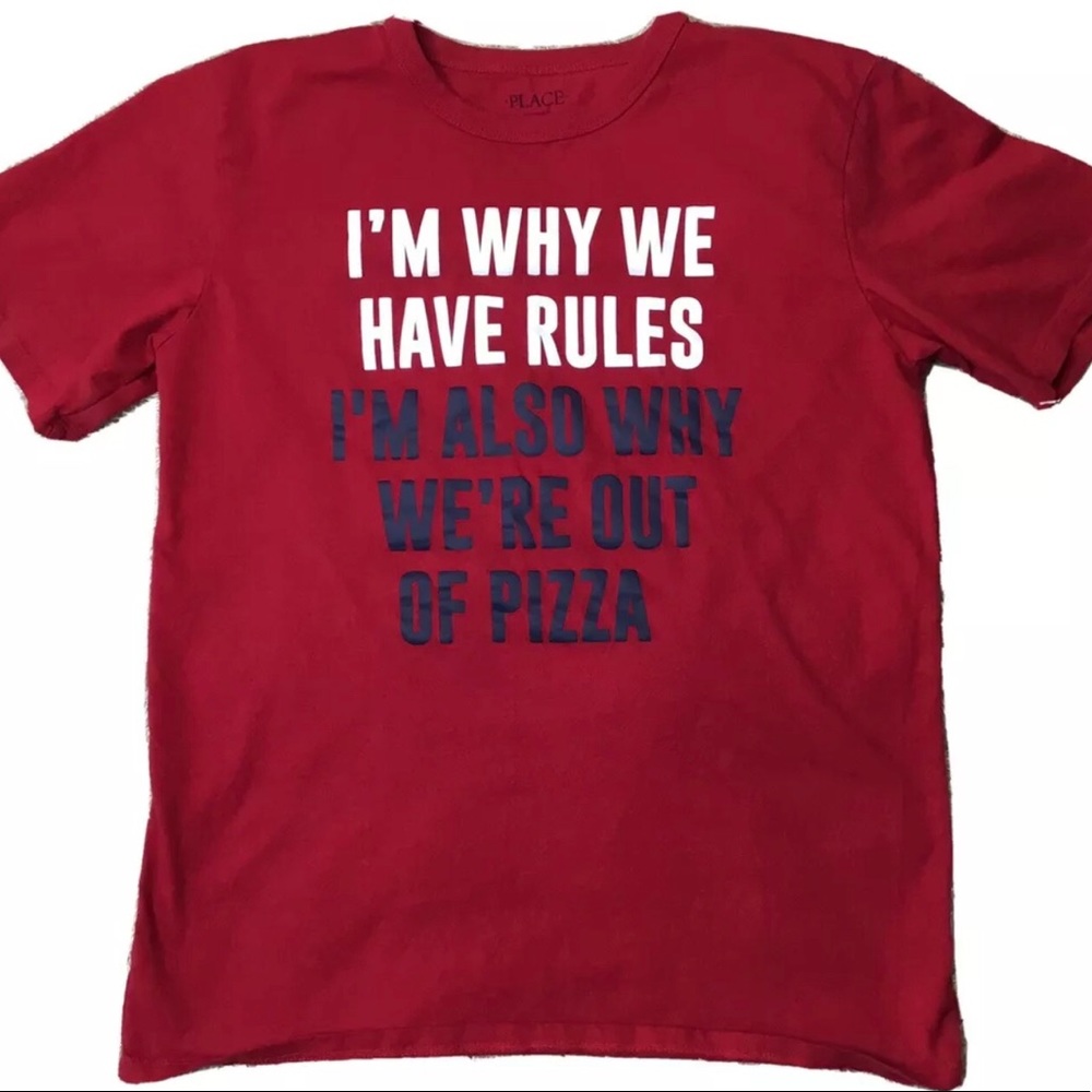 THE CHILDRENS PLACE Boys size 14 RULES PIZZA T SHIRT